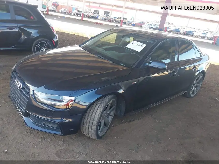 2014 Audi A4 2.0T Premium VIN: WAUFFAFL6EN028005 Lot: 45466890