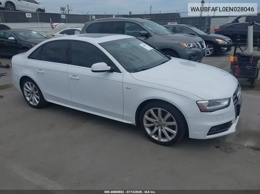 2014 Audi A4 2.0T Premium VIN: WAUBFAFL0EN028046 Lot: 45608882