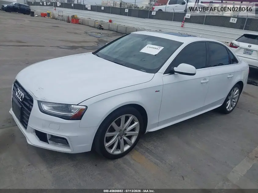 2014 Audi A4 2.0T Premium VIN: WAUBFAFL0EN028046 Lot: 45608882