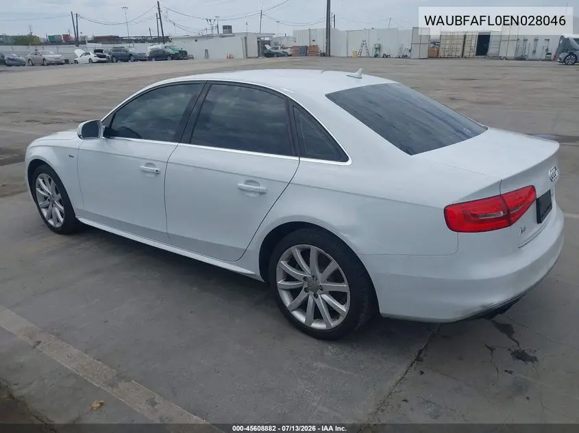 2014 Audi A4 2.0T Premium VIN: WAUBFAFL0EN028046 Lot: 45608882