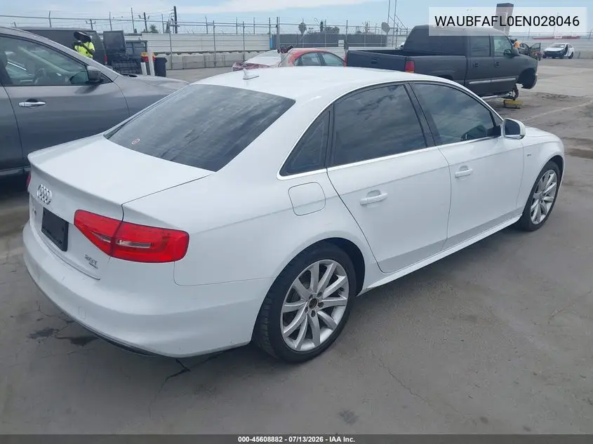 2014 Audi A4 2.0T Premium VIN: WAUBFAFL0EN028046 Lot: 45608882