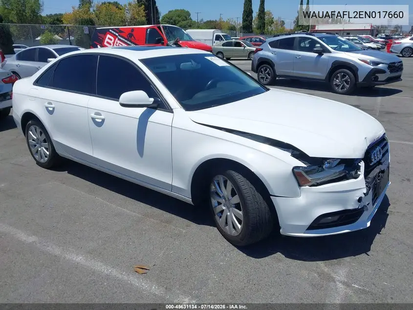 2014 Audi A4 2.0T Premium VIN: WAUAFAFL2EN017660 Lot: 45631134