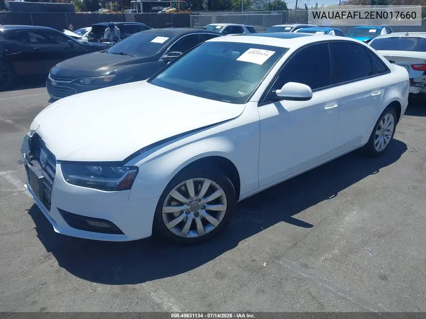 2014 Audi A4 2.0T Premium VIN: WAUAFAFL2EN017660 Lot: 45631134
