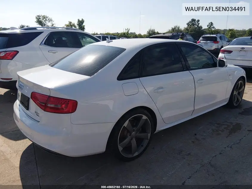 2014 Audi A4 2.0T Premium VIN: WAUFFAFL5EN034491 Lot: 45652160