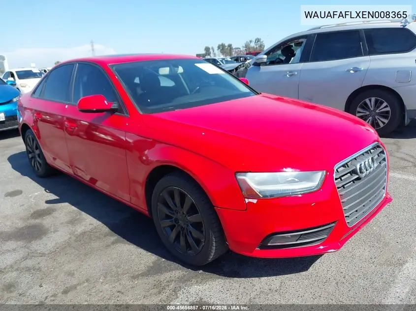 2014 Audi A4 2.0T Premium VIN: WAUAFAFLXEN008365 Lot: 45656857