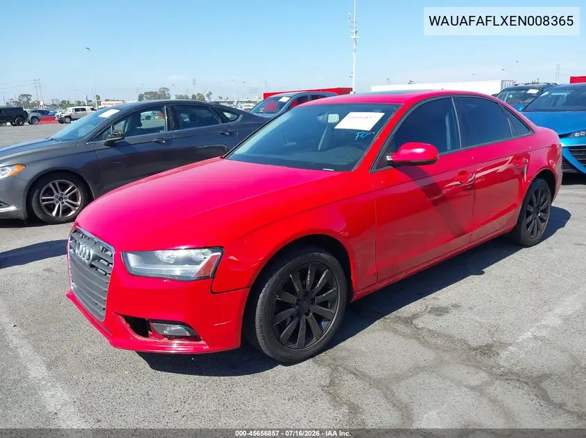 2014 Audi A4 2.0T Premium VIN: WAUAFAFLXEN008365 Lot: 45656857