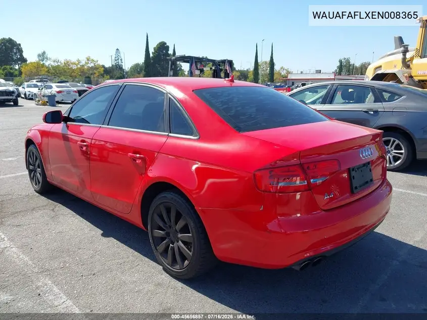 2014 Audi A4 2.0T Premium VIN: WAUAFAFLXEN008365 Lot: 45656857