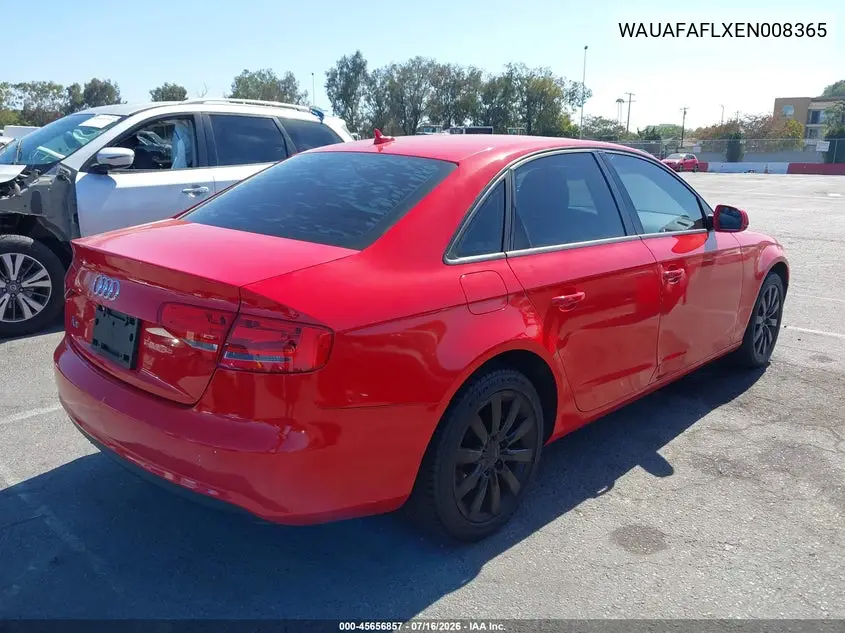 2014 Audi A4 2.0T Premium VIN: WAUAFAFLXEN008365 Lot: 45656857