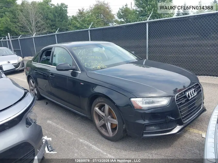 2015 Audi A4 2.0T Technik Plus VIN: WAUKFCFL6FN014388 Lot: 12650076