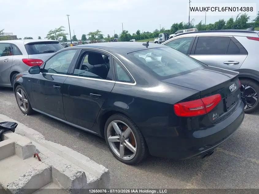 2015 Audi A4 2.0T Technik Plus VIN: WAUKFCFL6FN014388 Lot: 12650076