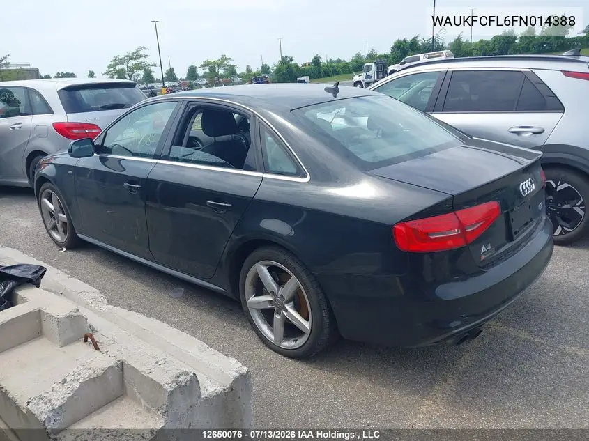 2015 Audi A4 2.0T Technik Plus VIN: WAUKFCFL6FN014388 Lot: 12650076