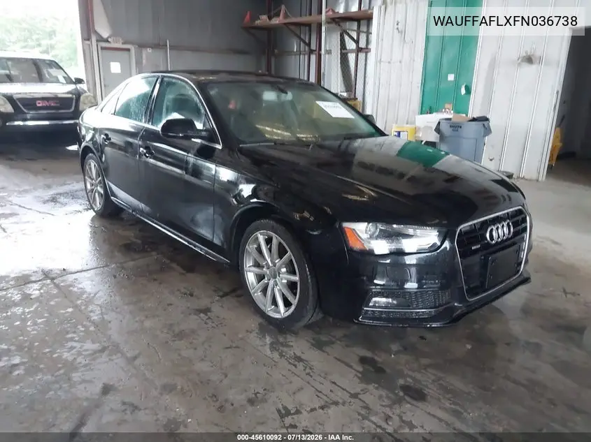 2015 Audi A4 2.0T Premium VIN: WAUFFAFLXFN036738 Lot: 45610092