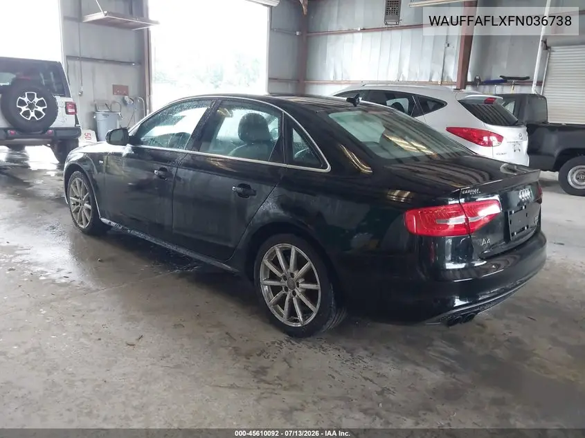 2015 Audi A4 2.0T Premium VIN: WAUFFAFLXFN036738 Lot: 45610092