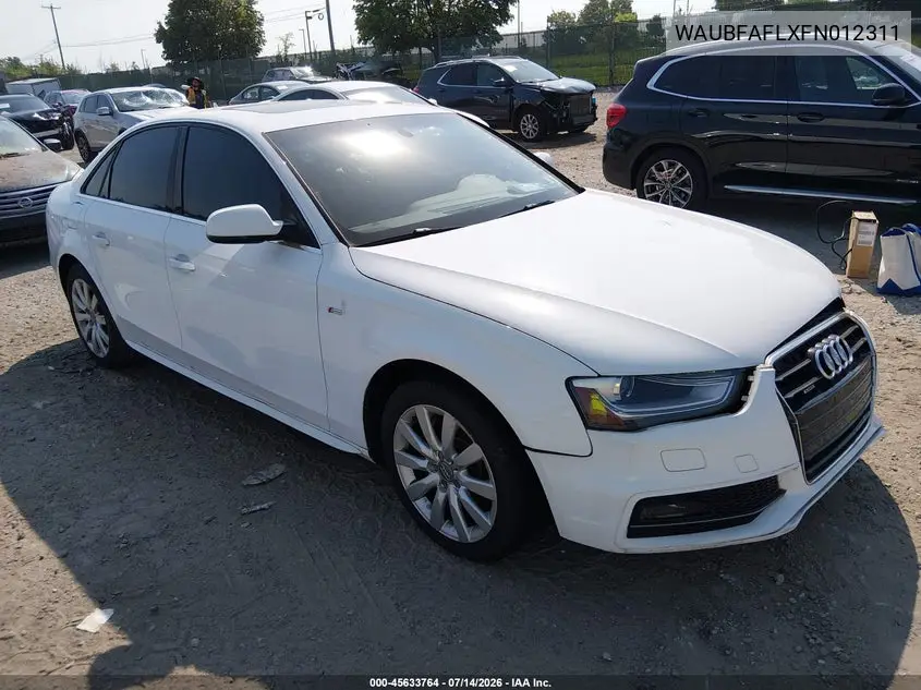 2015 Audi A4 2.0T Premium VIN: WAUBFAFLXFN012311 Lot: 45633764
