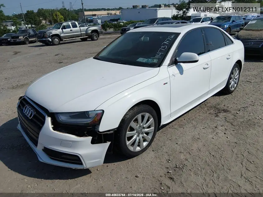 2015 Audi A4 2.0T Premium VIN: WAUBFAFLXFN012311 Lot: 45633764