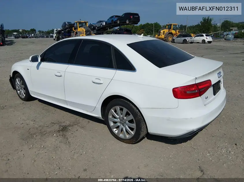 2015 Audi A4 2.0T Premium VIN: WAUBFAFLXFN012311 Lot: 45633764