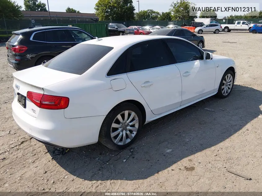 2015 Audi A4 2.0T Premium VIN: WAUBFAFLXFN012311 Lot: 45633764