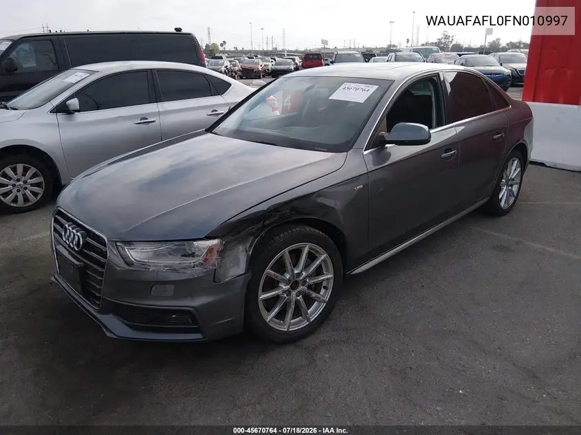 2015 Audi A4 2.0T Premium VIN: WAUAFAFL0FN010997 Lot: 45670764