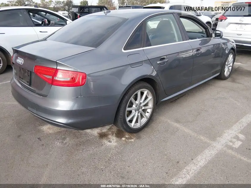 2015 Audi A4 2.0T Premium VIN: WAUAFAFL0FN010997 Lot: 45670764