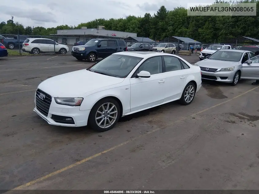 2016 Audi A4 Premium Plus VIN: WAUEFAFL3GN008065 Lot: 45464895