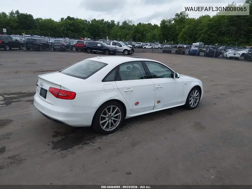 2016 Audi A4 Premium Plus VIN: WAUEFAFL3GN008065 Lot: 45464895