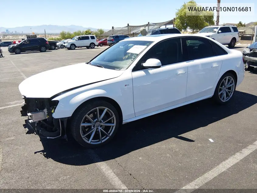 2016 Audi A4 Premium VIN: WAUAFAFL1GN016681 Lot: 45584755