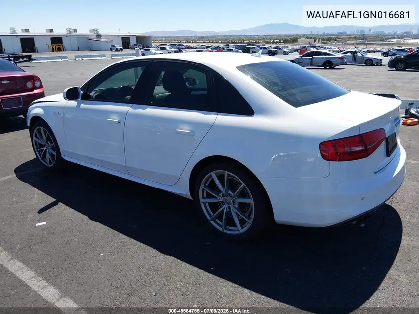 2016 Audi A4 Premium VIN: WAUAFAFL1GN016681 Lot: 45584755