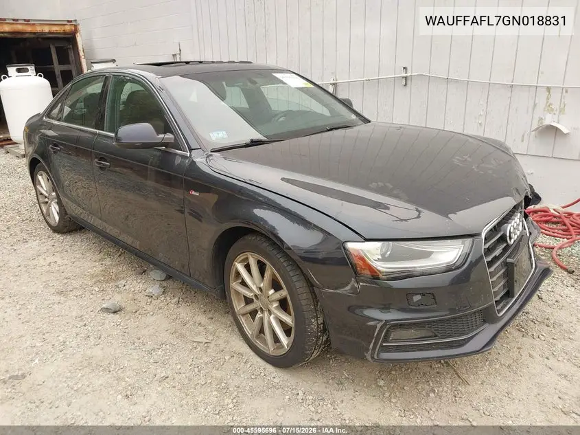 2016 Audi A4 Premium Plus VIN: WAUFFAFL7GN018831 Lot: 45595696