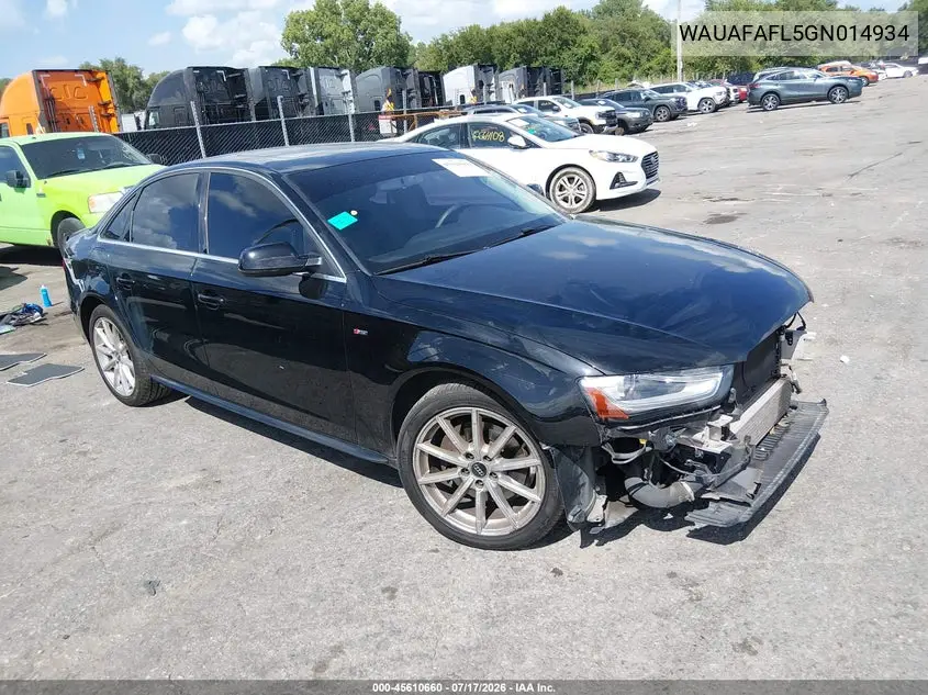 2016 Audi A4 Premium VIN: WAUAFAFL5GN014934 Lot: 45610660