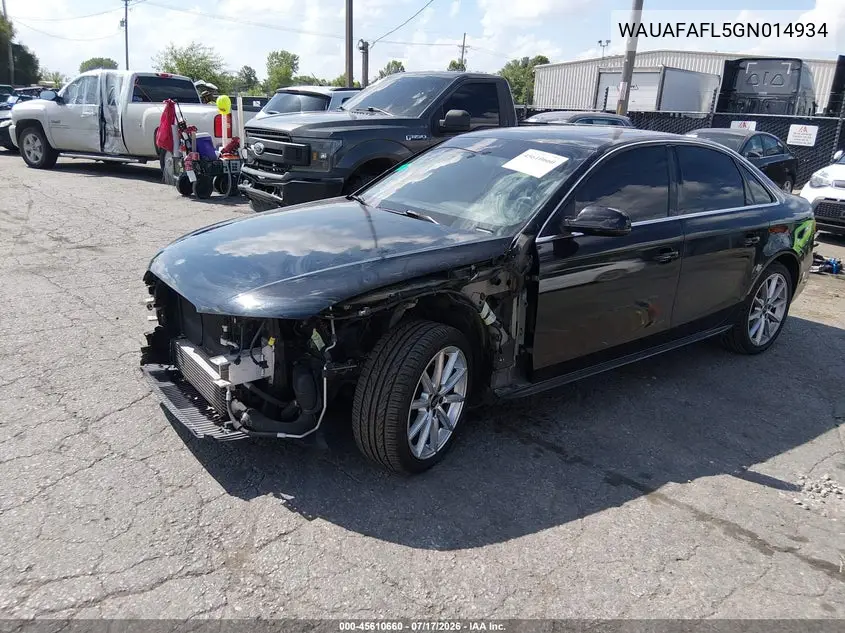 2016 Audi A4 Premium VIN: WAUAFAFL5GN014934 Lot: 45610660