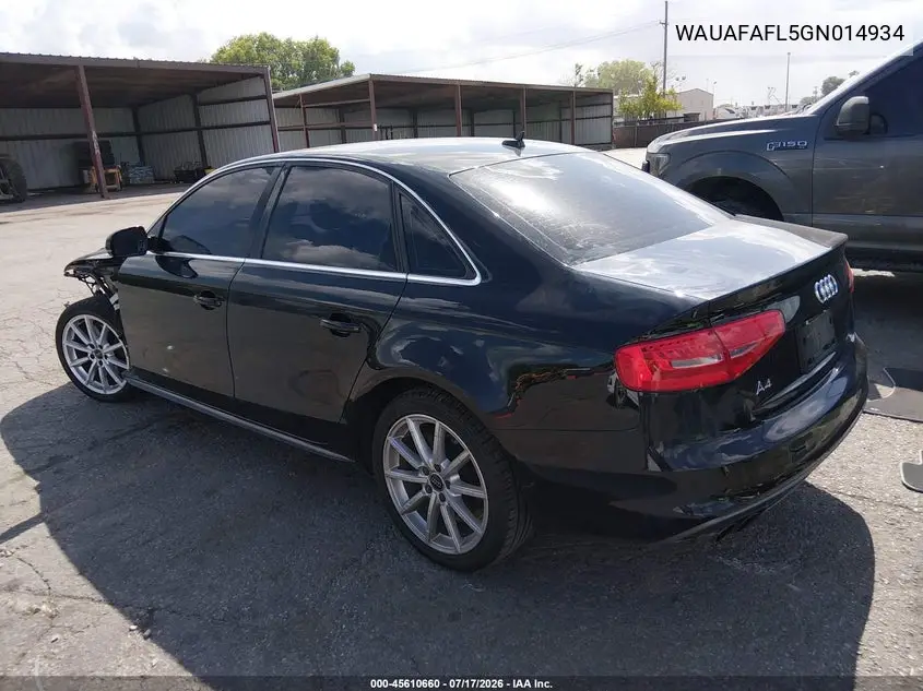 2016 Audi A4 Premium VIN: WAUAFAFL5GN014934 Lot: 45610660