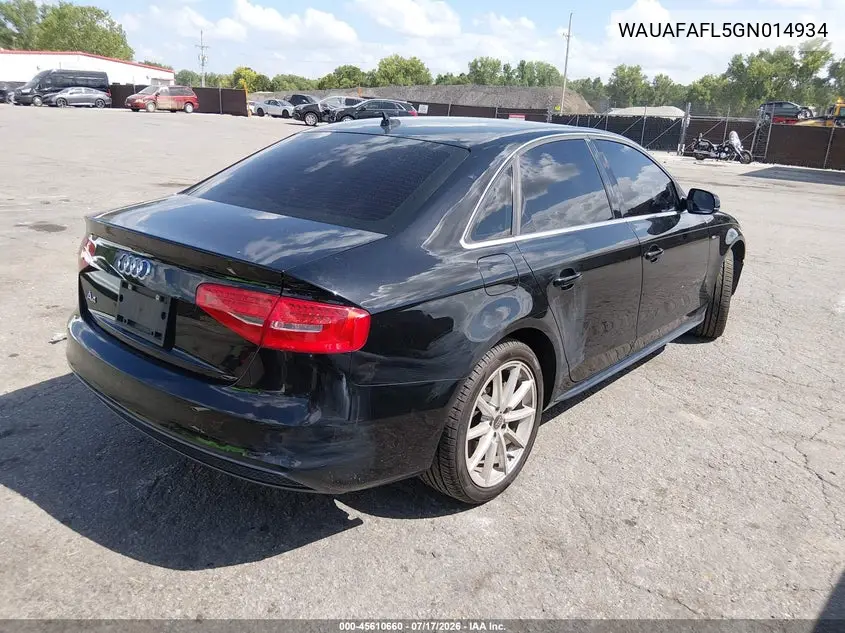 2016 Audi A4 Premium VIN: WAUAFAFL5GN014934 Lot: 45610660