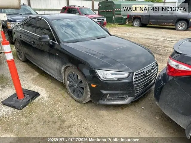 2017 Audi A4 2.0T Quattro VIN: WAUFNAF46HN013746 Lot: 20269193