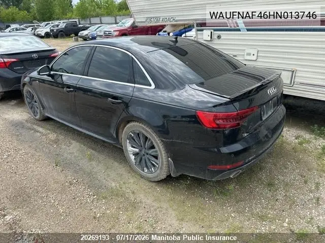 2017 Audi A4 2.0T Quattro VIN: WAUFNAF46HN013746 Lot: 20269193