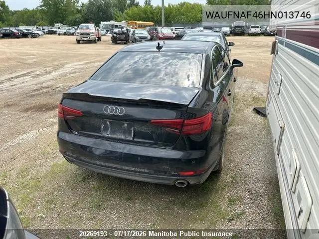 2017 Audi A4 2.0T Quattro VIN: WAUFNAF46HN013746 Lot: 20269193