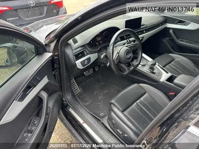 2017 Audi A4 2.0T Quattro VIN: WAUFNAF46HN013746 Lot: 20269193