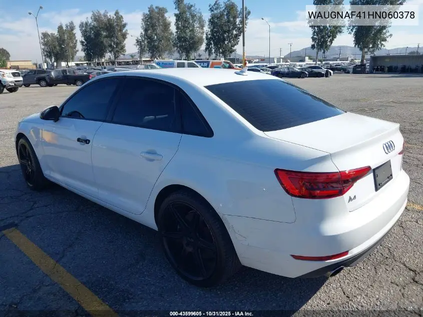 WAUGNAF41HN060378 2017 Audi A4 2.0T Premium