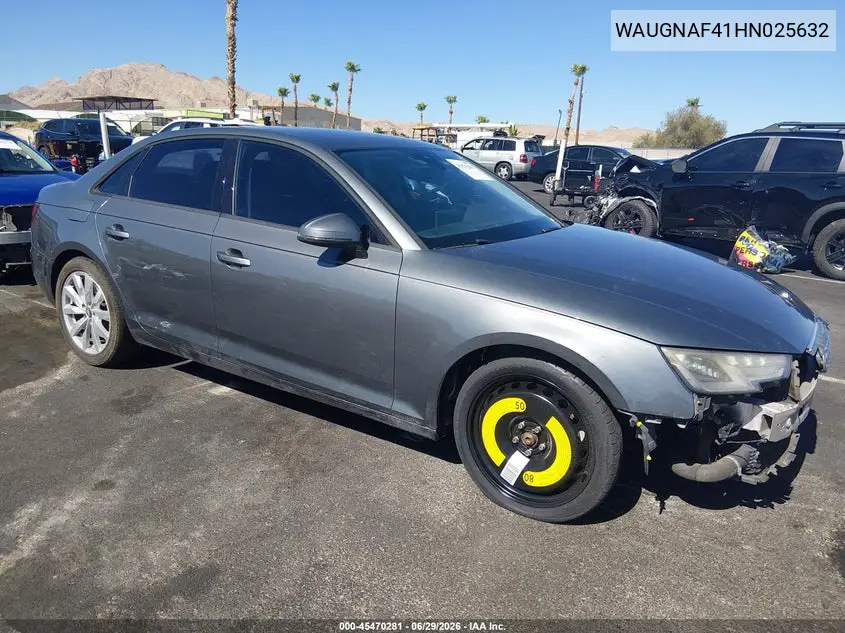 2017 Audi A4 Premium VIN: WAUGNAF41HN025632 Lot: 45470281