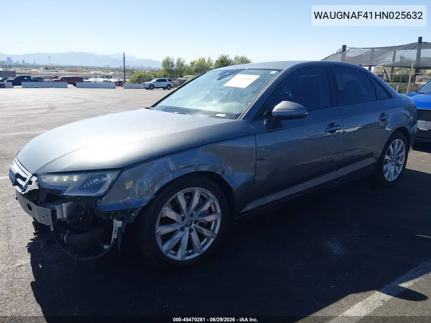 2017 Audi A4 Premium VIN: WAUGNAF41HN025632 Lot: 45470281