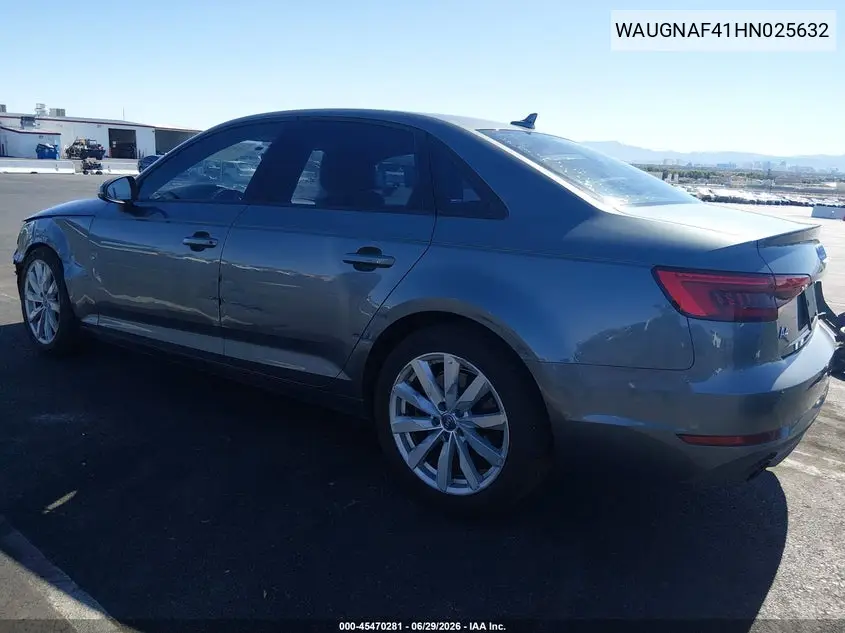 2017 Audi A4 Premium VIN: WAUGNAF41HN025632 Lot: 45470281