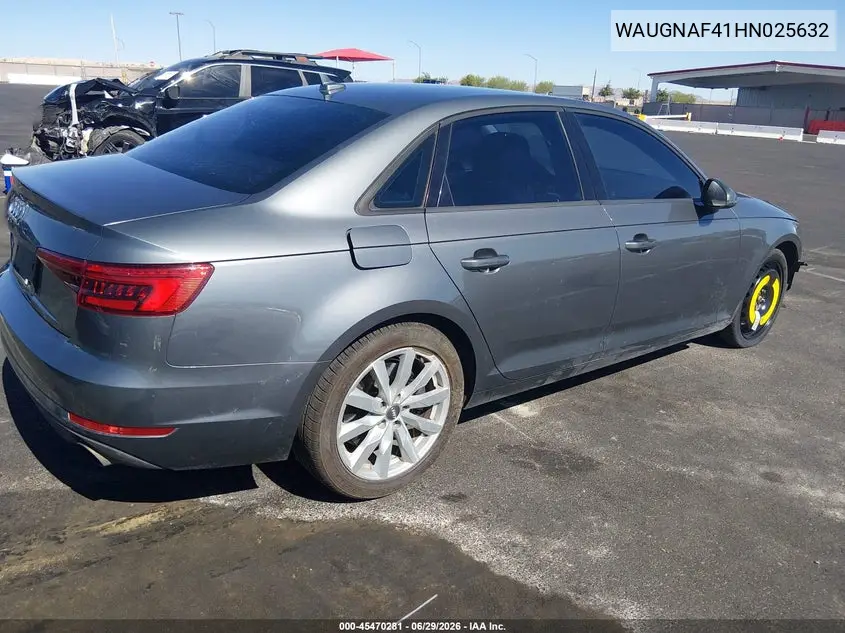 2017 Audi A4 Premium VIN: WAUGNAF41HN025632 Lot: 45470281