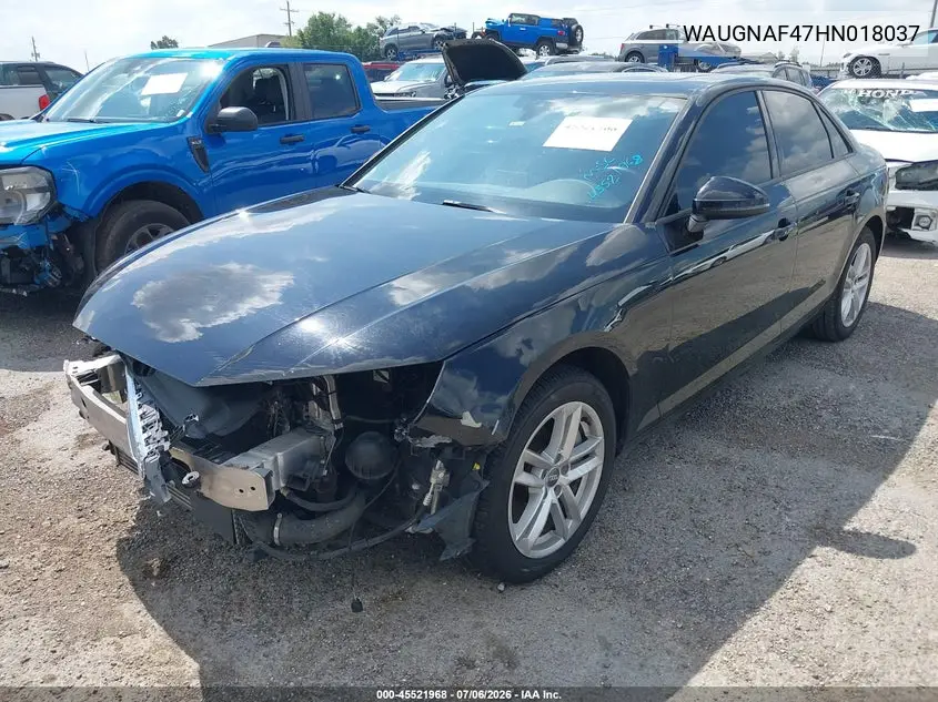 2017 Audi A4 Premium VIN: WAUGNAF47HN018037 Lot: 45521968