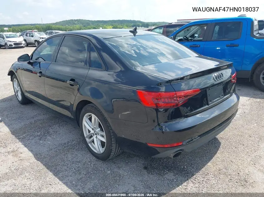 2017 Audi A4 Premium VIN: WAUGNAF47HN018037 Lot: 45521968