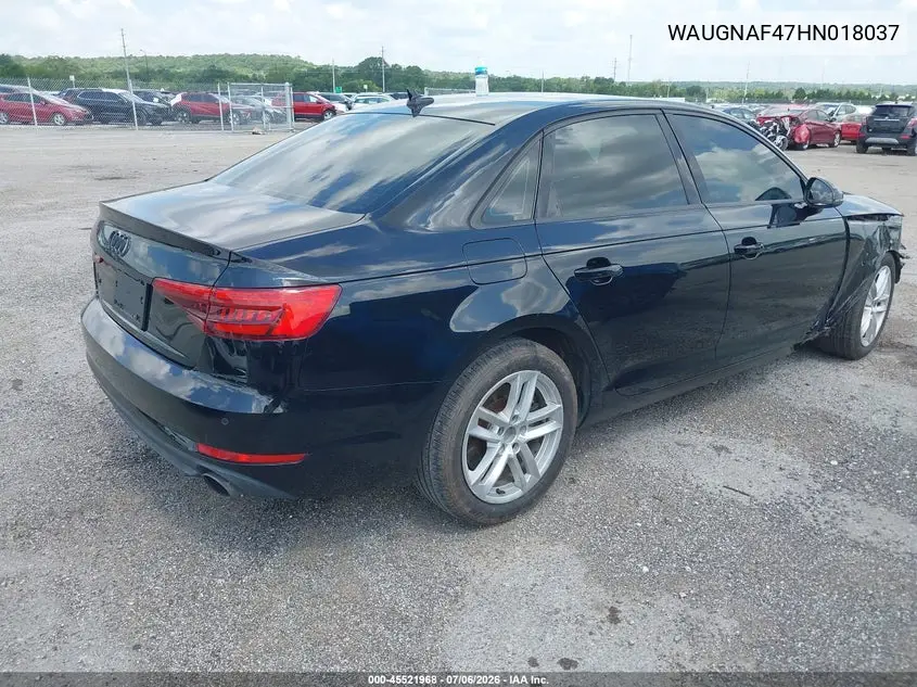 2017 Audi A4 Premium VIN: WAUGNAF47HN018037 Lot: 45521968