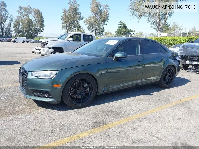 2017 Audi A4 Premium VIN: WAUGNAF4XHN017013 Lot: 45602903