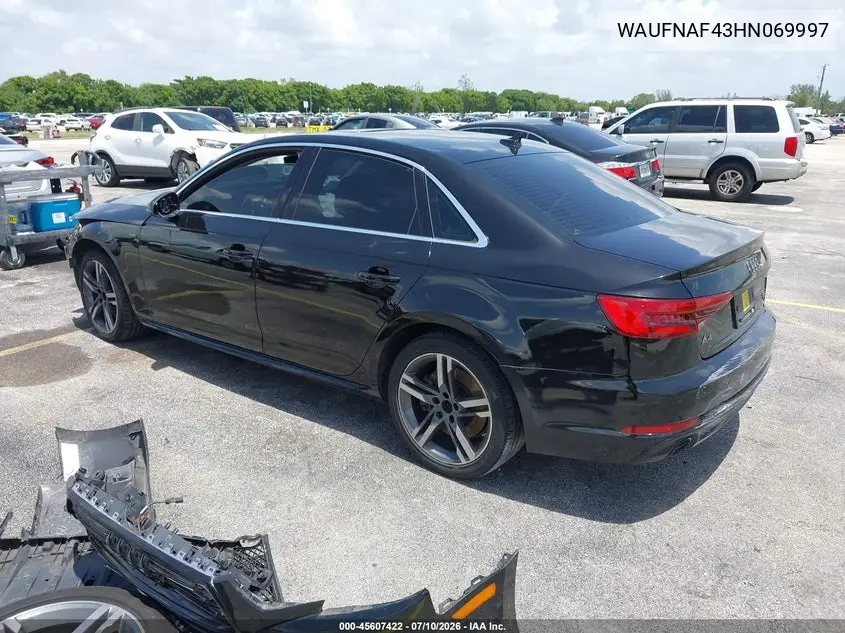 2017 Audi A4 Prestige VIN: WAUFNAF43HN069997 Lot: 45607422