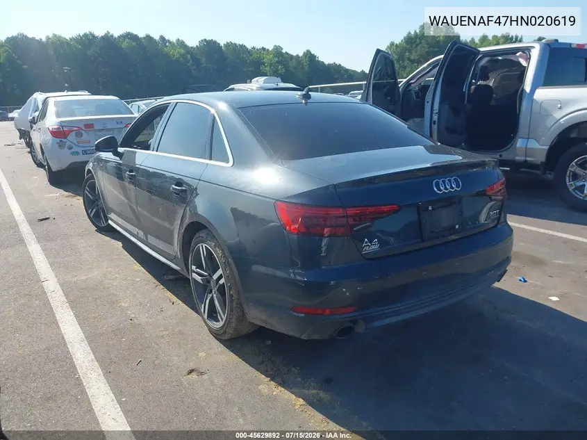 2017 Audi A4 Premium Plus VIN: WAUENAF47HN020619 Lot: 45629892