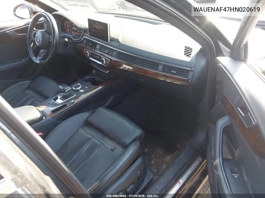 2017 Audi A4 Premium Plus VIN: WAUENAF47HN020619 Lot: 45629892
