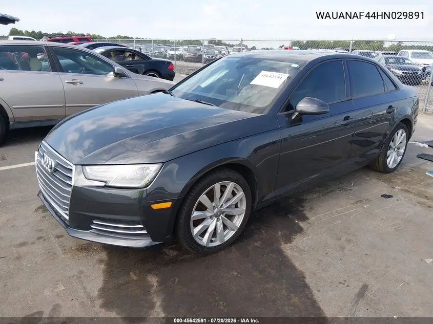 2017 Audi A4 Premium VIN: WAUANAF44HN029891 Lot: 45642591