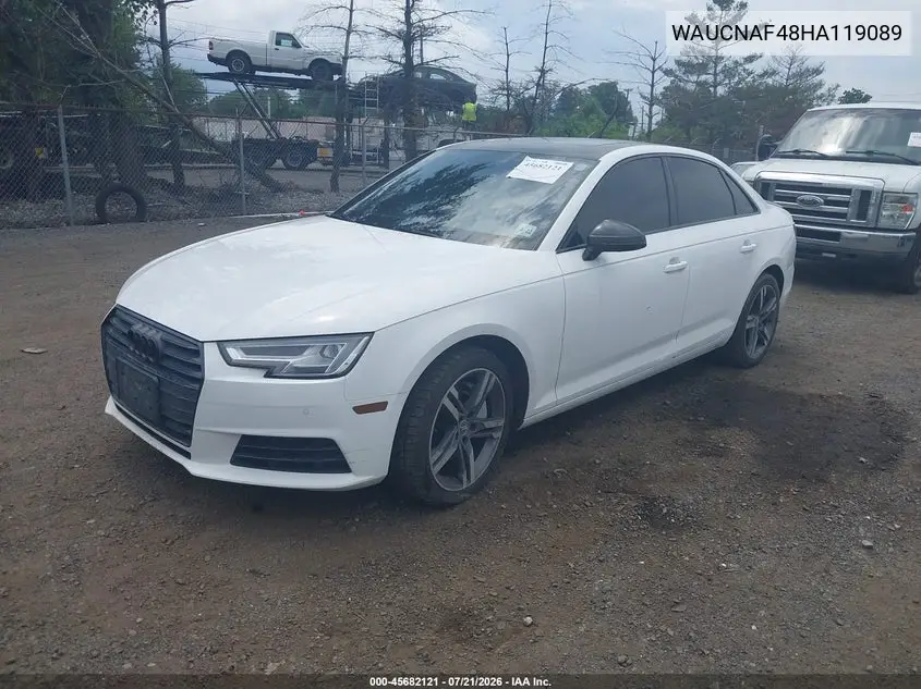 2017 Audi A4 2.0T Technik VIN: WAUCNAF48HA119089 Lot: 45682121